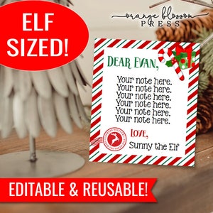 Nota de elfo editable, carta de elfo personalizada, tamaño pequeño, personalizada, plantilla de elfo reutilizable, edición/descarga instantánea