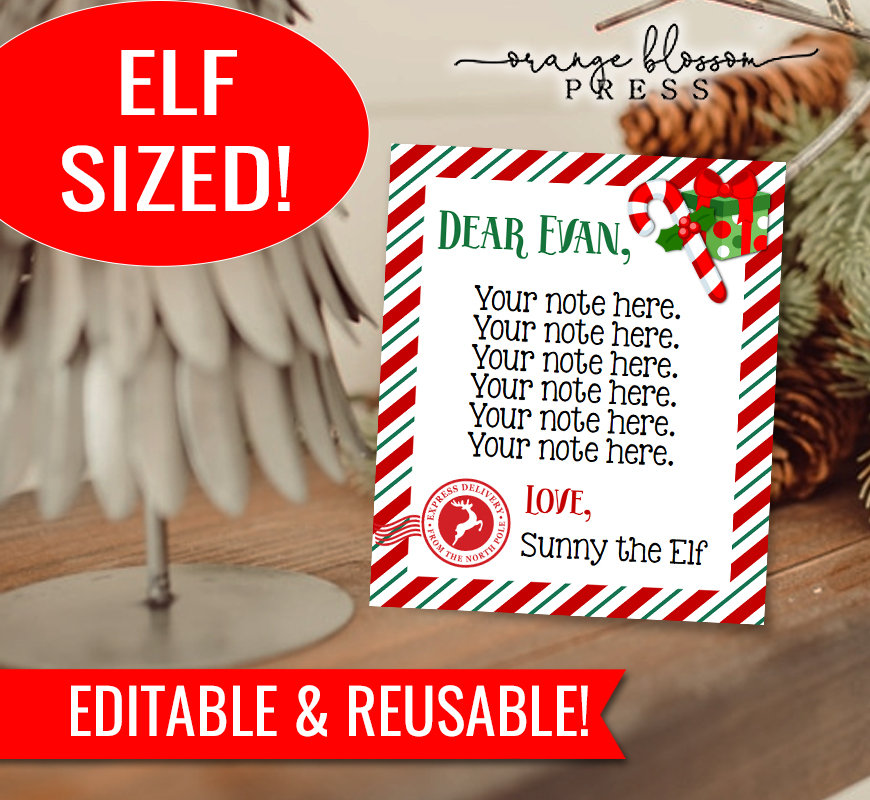 Editable Elf Note, Custom Elf Letter, Small Size, Personalized ...
