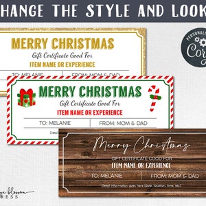 Christmas Gift Certificate Template, Event Trip Coupon, Personalized, Printable, Reusable, Custom, Editable, Instant Edit/Download image 2