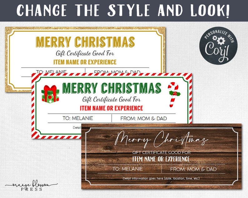 Christmas Gift Certificate Template, Event Trip Coupon, Personalized, Printable, Reusable, Custom, Editable, Instant Edit/Download image 2