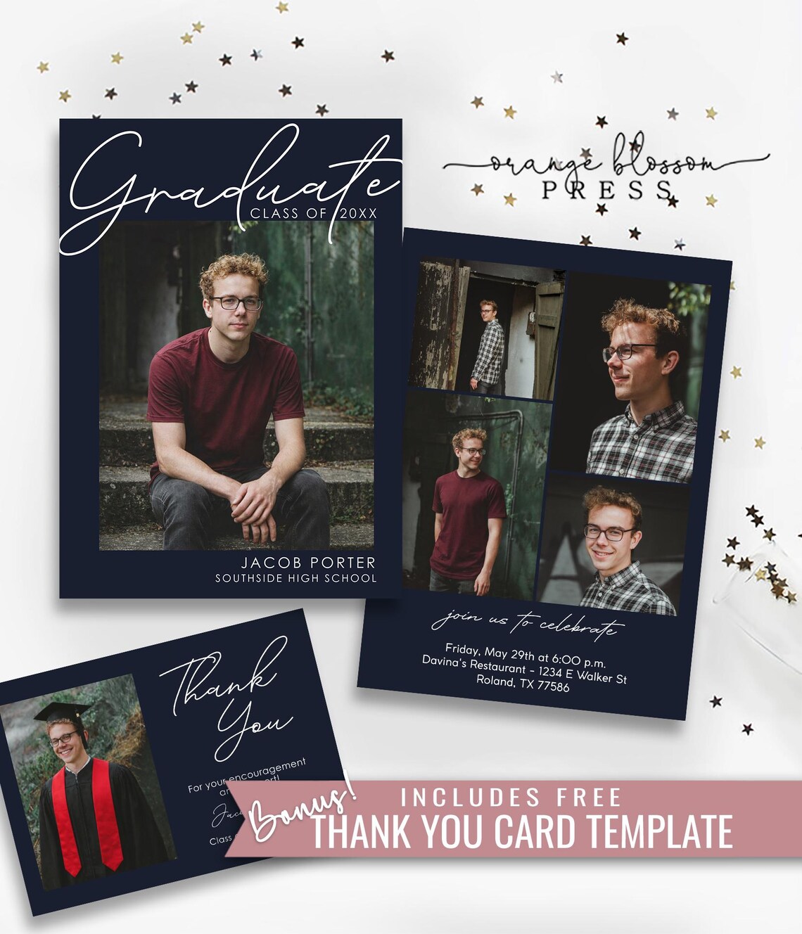 Senior Graduation Invites Graduation Announcement, Senior Grad Invitation, Modern Photo Graduate ...