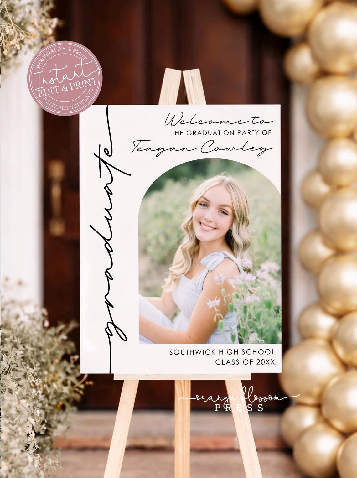 Grad Welcome Sign Graduation Party Welcome Sign, Modern Arch Photo Grad Celebration Foam ...