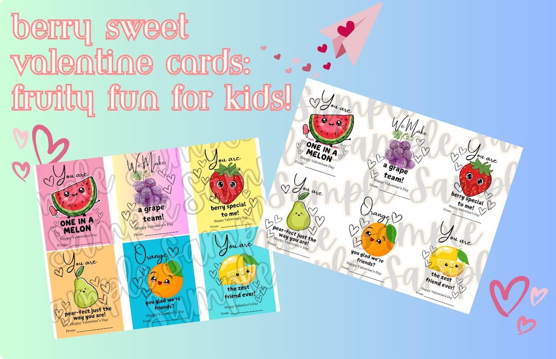 Fruity Valentine Cards: Punny Kids Valentines (digital Download) - Etsy ...