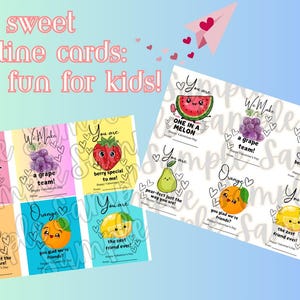 Cartes de Saint-Valentin douces et baies : amusantes fruitées pour les enfants, cartes de Saint-Valentin amusantes et colorées pour les enfants, sur le thème des fruits, petit lapin