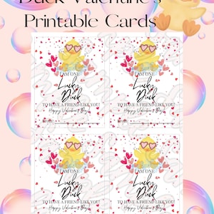 Tarjetas de San Valentín de Lucky Duck, regalo para amigos (imprimibles)