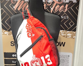 Bolso bandolera Delta Sigma Theta rojo y blanco, regalo de hermandad