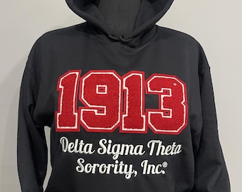 Delta Sigma Theta, 1913 Chenille Patch and Embroidered Delta Sigma Theta Hoodie