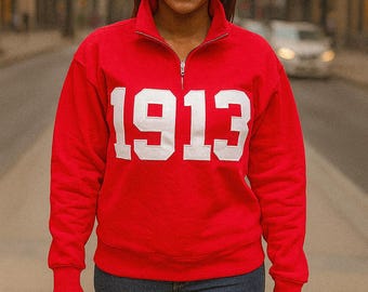 Sudadera con cremallera de un cuarto de Delta Sigma Theta 1913, jersey del año de fundación de DST, ropa de hermandad, camiseta de regalo de la hermandad Delta