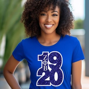 Zeta Phi Beta T-Shirt: Royal Blue Glitter, 1920