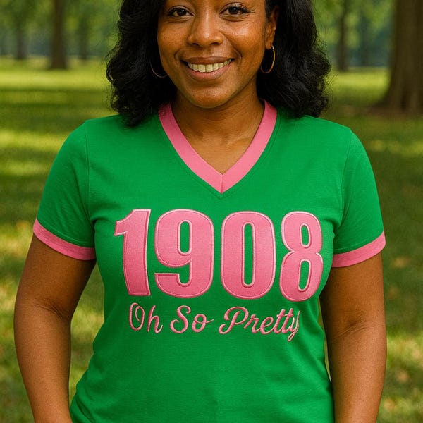 Maglietta Alpha Kappa Alpha Sorority, nota anche come maglietta ricamata del 1908