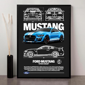 Printable Mustang GT500 Shelby Poster | Muscle Car Digital Art PDF | Wall Decor for Car Enthusiasts | Instant Download for Garage or Office