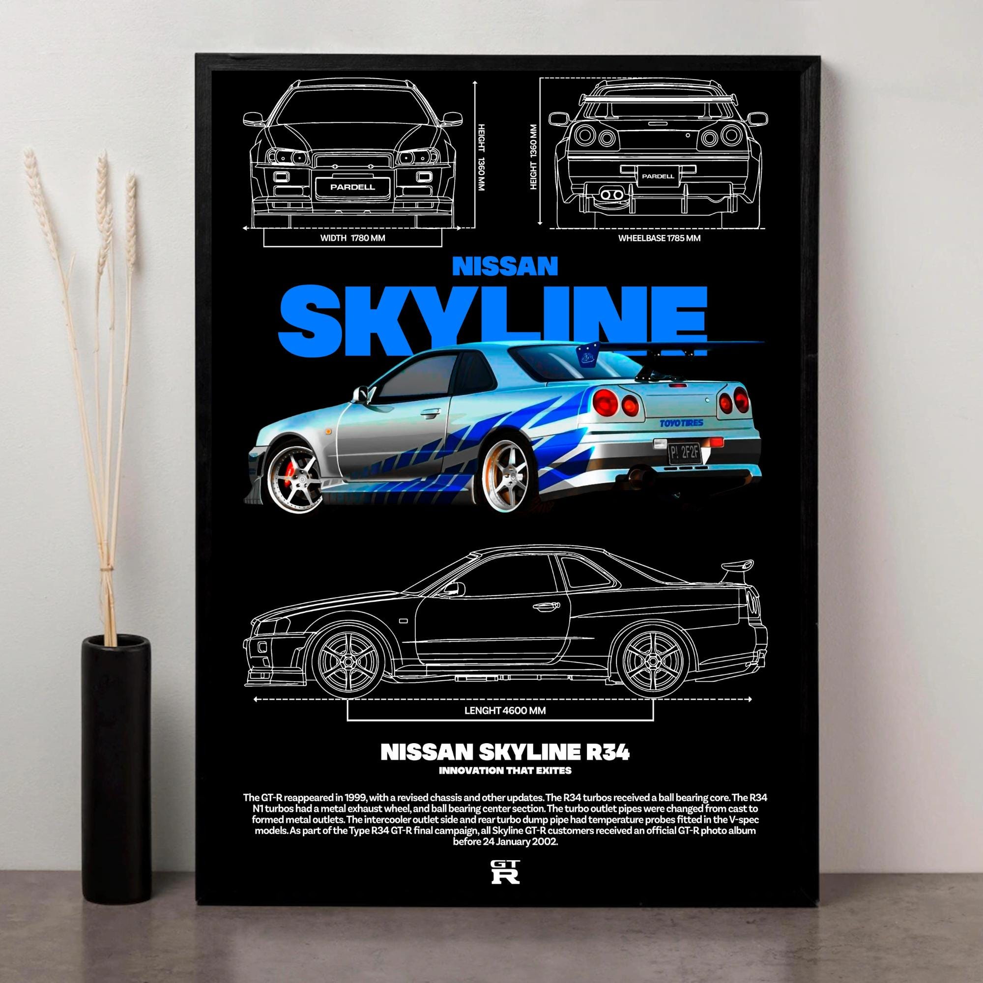 Fast & Furious R34 Skyline Digital Print | Brian's GTR Poster