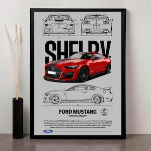 Ford Mustang GT500 Wall Art | Printable Shelby Poster PDF | Bold Digital Artwork for Car Enthusiasts | Mustang Poster | Instant Download