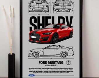 Ford Mustang GT500 Wall Art | Printable Shelby Poster PDF | Bold ...