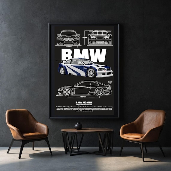 Printable BMW M3 GTR Poster | Racing Legend Digital Art PDF | Wall