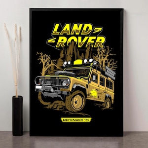 Land Rover Defender 110 Off-Road Wall Art | Classic 4x4 Adventure Poster Print | Vintage Overland Artwork for Garage Decor & Collectors