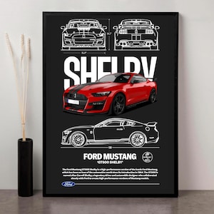 Shelby GT500 Digital Print | High-Res Mustang Poster | Instant Download for Garage or Office | Printable Mustang GT500 Shelby Poster
