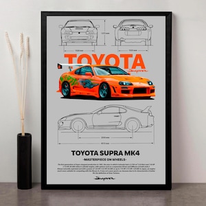 Printable MK4 Toyota Supra Poster | JDM Legend Digital Art PDF | Wall Art for Car Enthusiasts