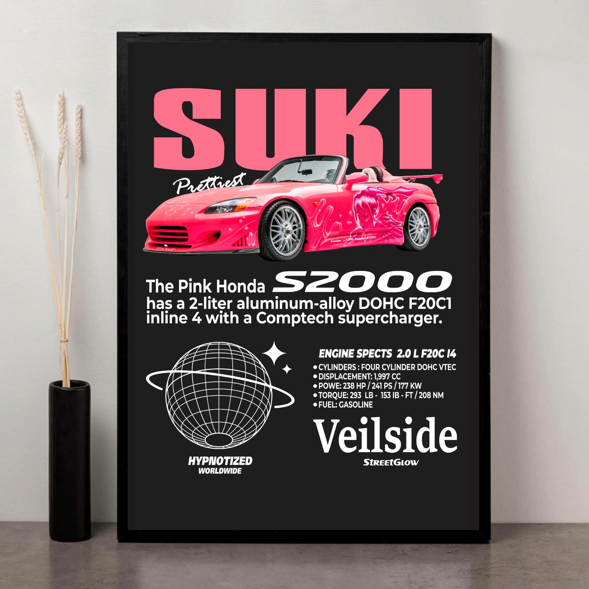 Pink Honda S2000 Suki Wall Art | Printable Fast & Furious Car