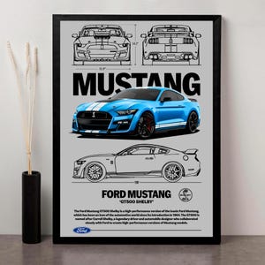 Ford Mustang GT500 Wall Art | Printable Shelby Poster PDF | Bold Digital Artwork for Car Lovers | Instant Download for Garage or Office