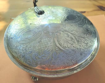 Mayordomo silencioso vintage, recogedor de migas, adornado, plateado, marca Lifetime