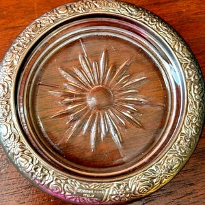 Vintage Italian Crystal Coasters - Silverplated Floral Design, 1970s - Set of 3
