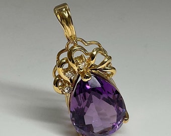 14K DIAMOND AMETHYST CHARM