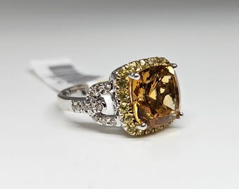 14KG Diamond & Citrine Ring