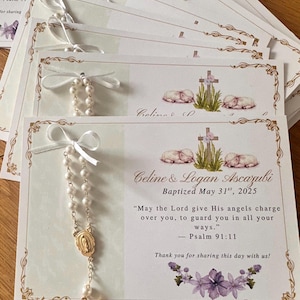 Baptism/Christening Rosary Favor with Custom Card - Personalized Keepsake