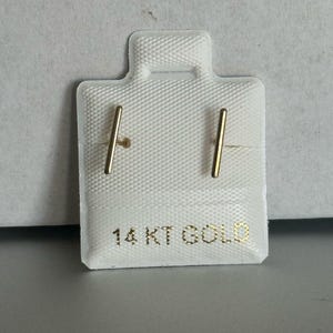 14K Solid Gold Tiny Bar Stud Earrings- 14k solid gold screw back minimalist earrings