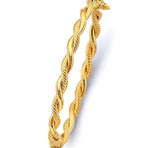 Gold Twisted Bangle Bracelet - 14K Gold Rope Bracelet, Minimalist Stackable Bracelet, Elegant Jewelry Gift for Women