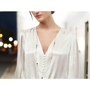 14K Yellow Gold Disc Station Necklace - Dainty Minimalist Layering Chain - 14K Gold Jewelry for Women | Disc Necklace 30&quot;