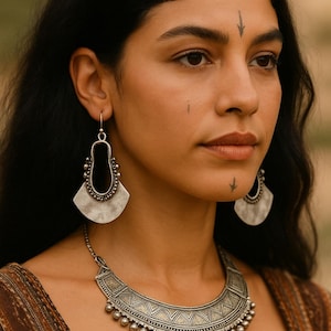 Vintage silver Berber earrings | Handmade ethnic jewelry for women | Amazigh style handcrafted dangle earrings | Chic gift