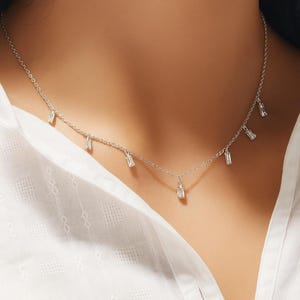 18K Gold Plated Blue Flower Necklace & 925 Silver Zirconia Pendant Necklace - Minimalist Elegant Gift for Women