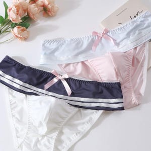 Sissy Pink Bow Cotton Panties, Kawaii Femboy Lingerie, Soft Stretch Pouch Panties, Crossdresser Underwear For Men, Cute Sissy Training Wear