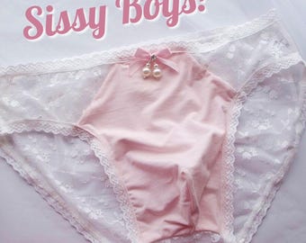 Calcinha Sissy Pearl Rosa Rendada, Calcinha Femboy Fofa, Calcinha Feminina com Bolso para Bolas, Calcinha Confortável para Uso Diário, Ideal para Homens Sissy, Perfeita para o Natal