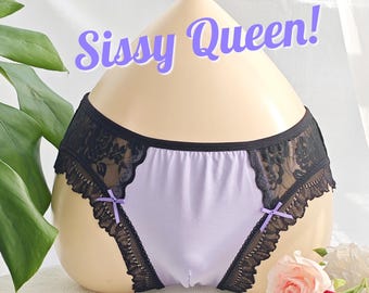 Calcinhas roxas para sissy, lingerie para sissy, roupa íntima para femboy, lingerie sexy masculina, calcinhas com design de bolsa feminina, treinamento para sissy