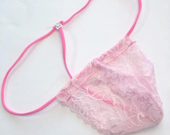 Calcinha fio dental Sissy masculina de renda, lingerie elástica floral macia para homens, femboy, gay, roupa íntima sissy, tamanho M a 3XL, calcinha fio dental M2F, roupa íntima femboy
