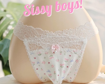 Calcinha feminina rosa com renda floral, calcinha feminina, roupa íntima para homens, calcinha feminina para homens, presente artesanal para ele, lingerie masculina