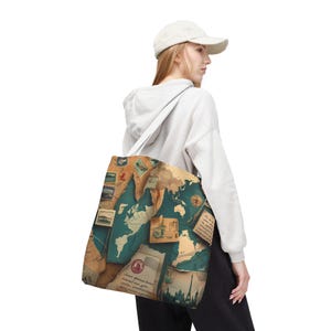 Vintage Reisetasche Tasche | Retro Postkarten-Collage, antikes Pass-Stempel-Design, Wanderlust Geschenk für Reiseliebhaber