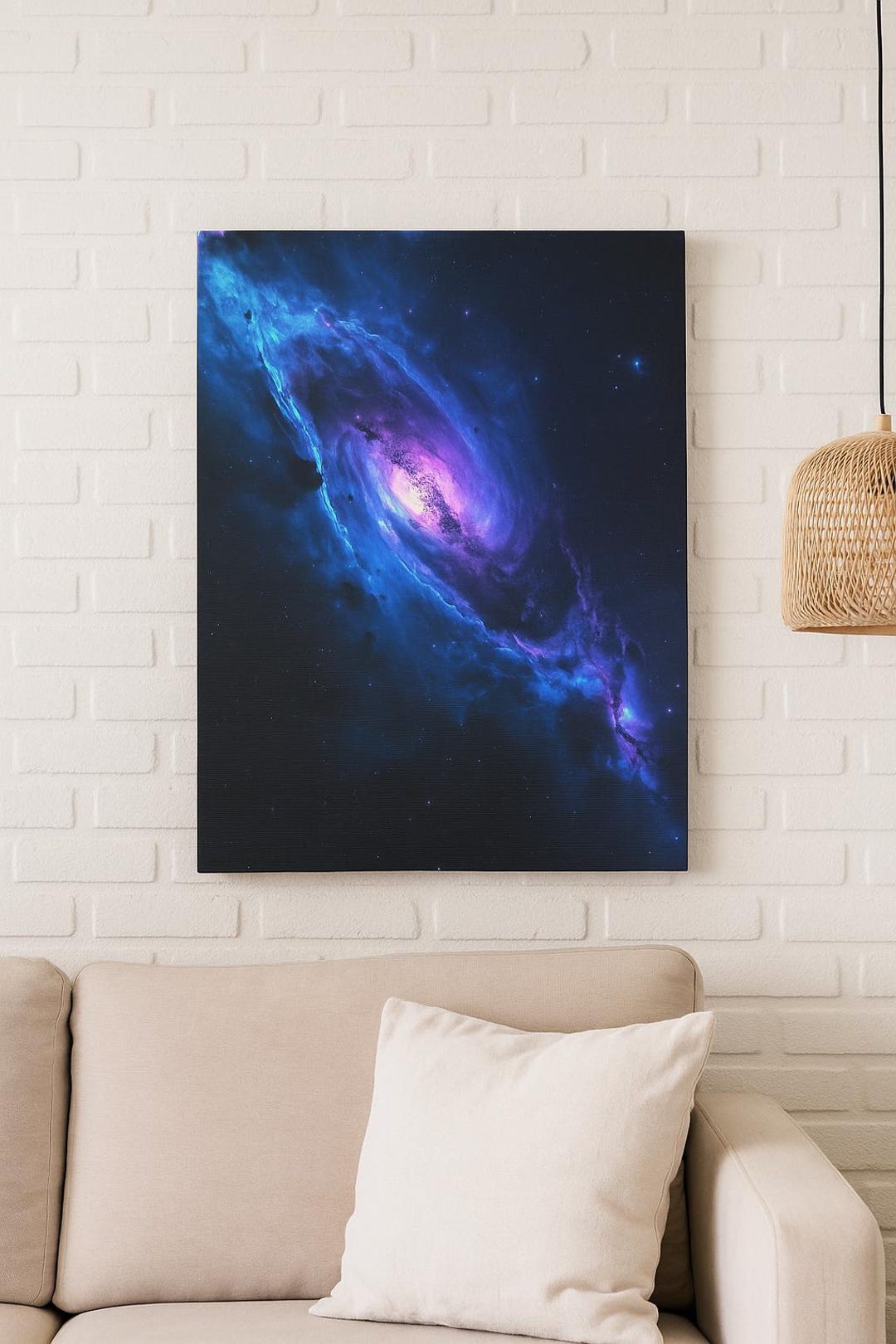 Cosmic Galaxy Wall Art | Deep Space Nebula Canvas Print | Blue and ...