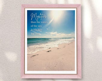 PSALM 93:4 | Coastal Bible Verse Printable Wall Art | Gulf Coast Beach Scripture | Faith Based Home Decor