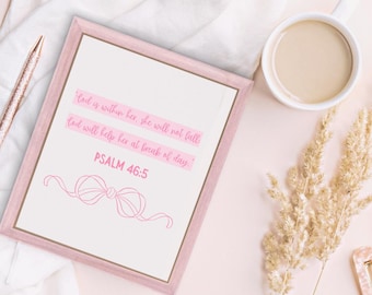 Psalm 46:5 Pink Christian Printable Wall Art Digital Download