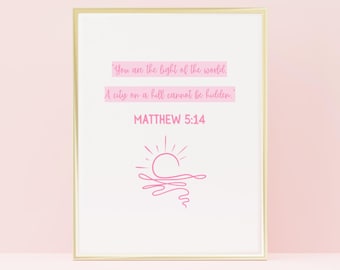Matthew 5:14 Christian Digital Wall Art Printable Pink