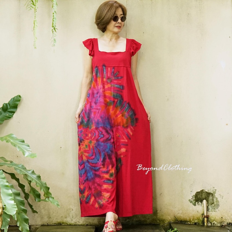 Tie-Dye Collared Wide Leg Jumpsuit
