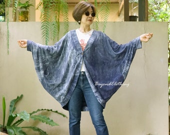 Front Opening Oversize Funky Boho Chic Modern Long Sleeve Stonewashed Cocoon Cardigan, Unisex Cocoon Cardigan - CG1A