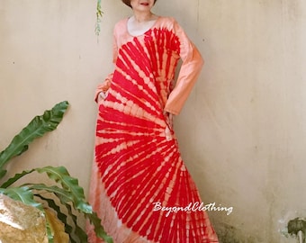 Handmade Tie Dye Cotton Maxi Dress: Boho Festival Dress  - JB1C