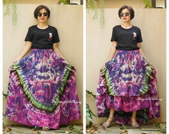 Take Me to Your Heart Short Front Long back Tiered Tie Dye Boho Plus Size Rainbow Tie Dye Skirt Extravagant Skirt Festival Clothing TH1D