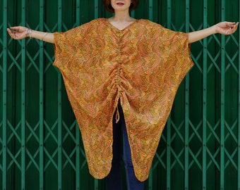 Tunique Lagenlook Fleurie Faite Main - Coton, Sans Manches - Tailles 38/40 (Occasion TB)