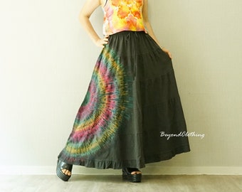 Boho Tiered Tie Dye Skirt, Boho Rainbow Tie Dye Skirt, Extravagant Skirt, Festival Clothing, Tie Dye Tiered Skirt With Frill Hem - TS2F